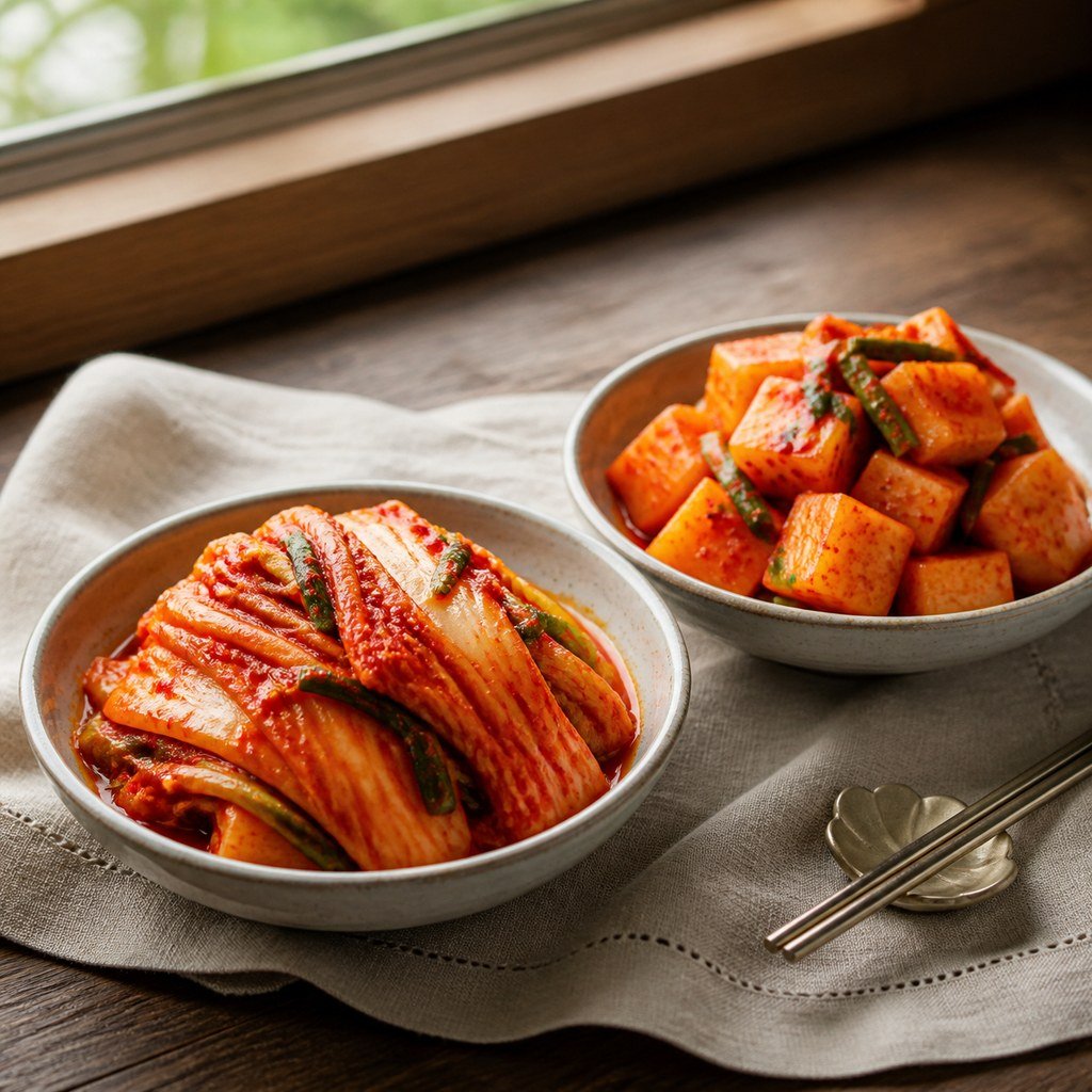 NAPA CABBAGE KIMCHI OR RADISH KIMCHI (SEOKBAKJI)